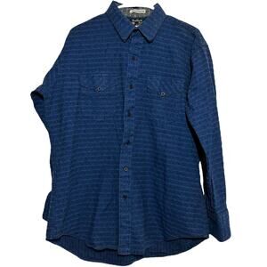 VTG Ruddock Bros Button Down Shirt 100% Cotton Collared Striped Navy XL